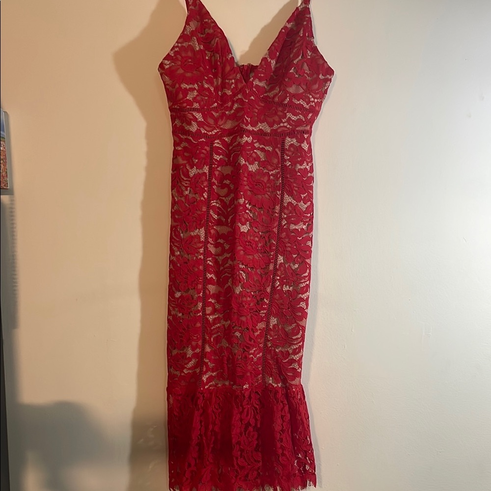 Elegant Red Lace Dress